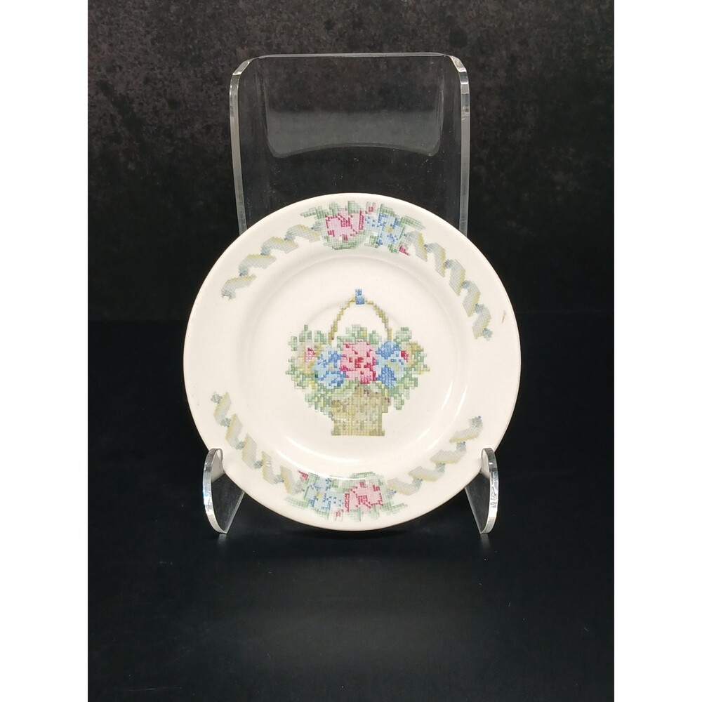 American Limoges "Federal Sampler Candle Light" Saucer 4.75" Vintage 1950s Fine